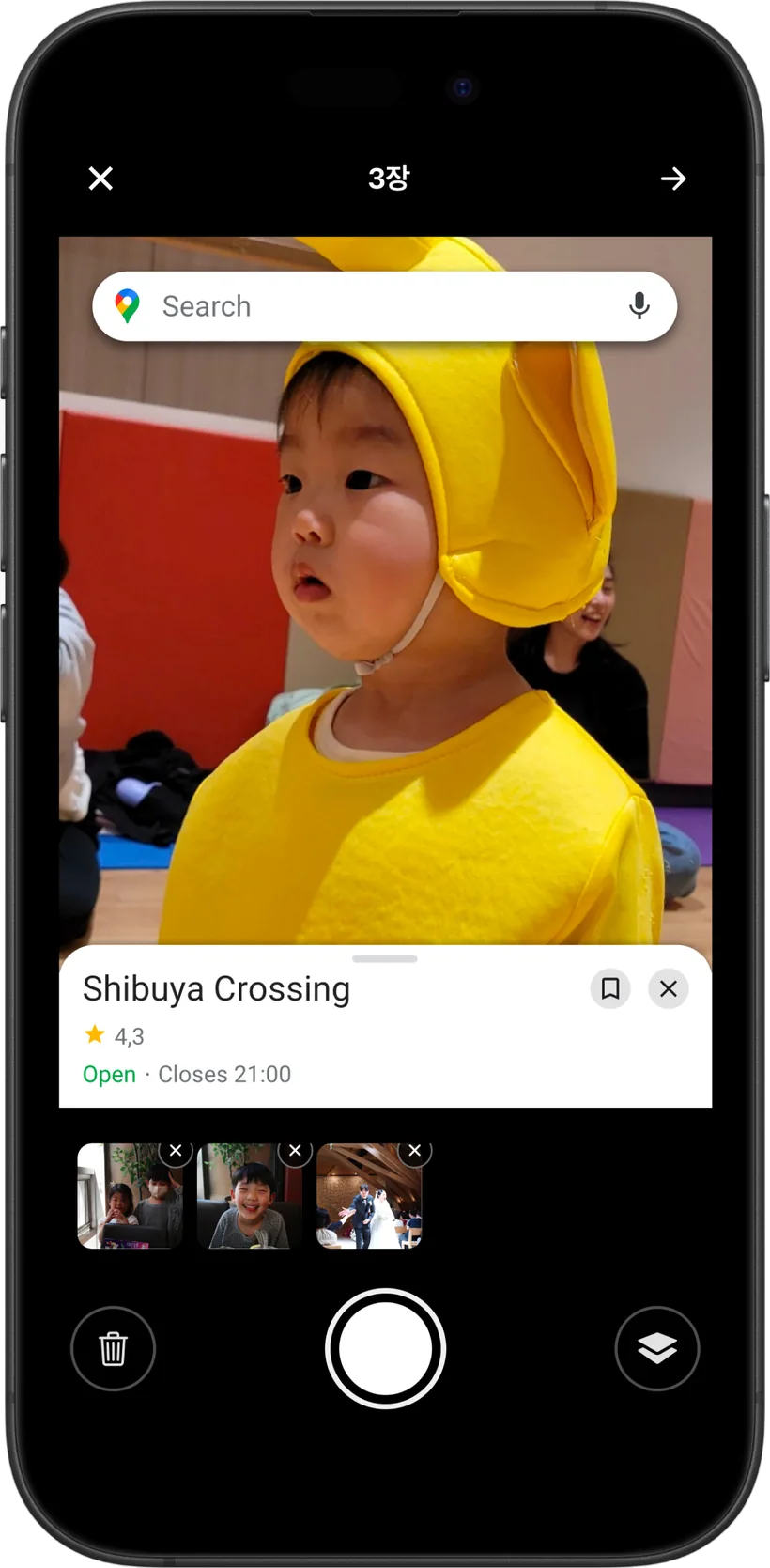 VibeBooth multi-photo import editor with a thumbnail preview strip