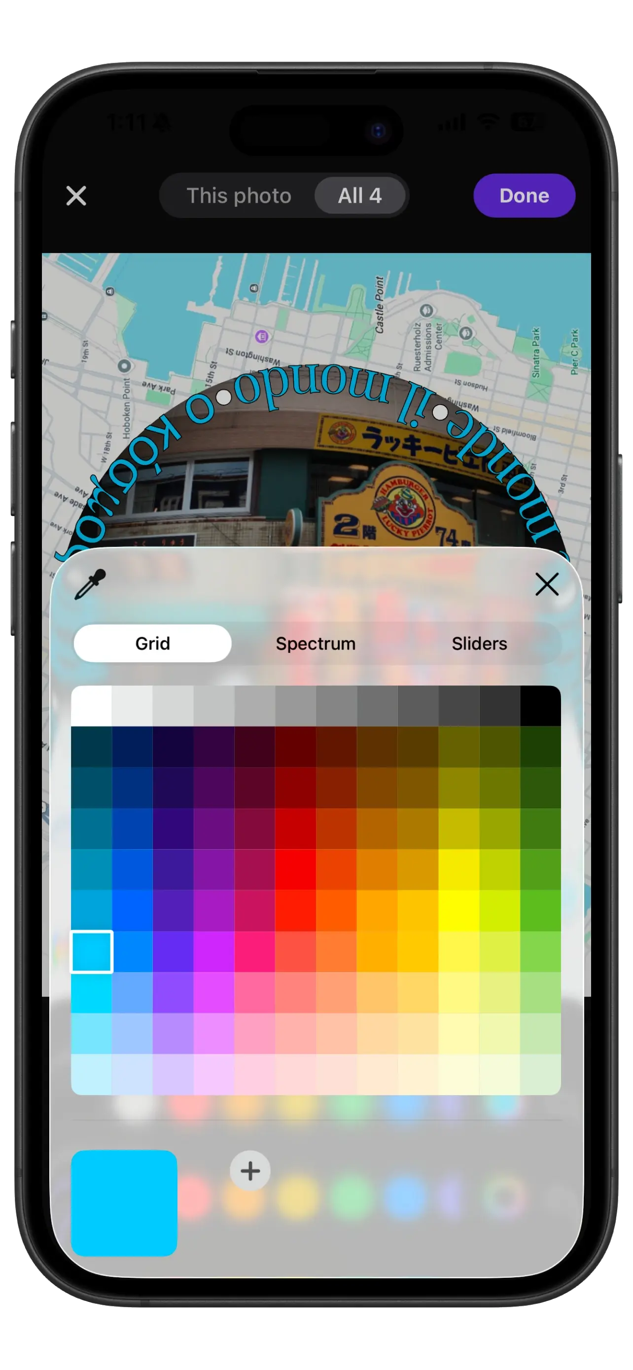 Native iOS color picker in the text editor